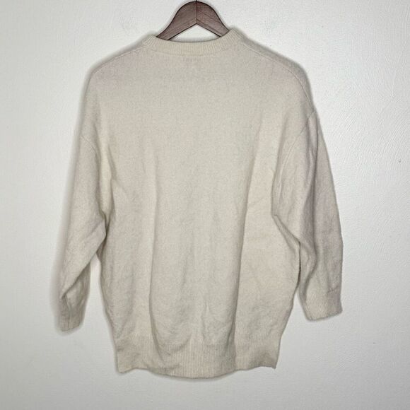 Stockholm Atelier & Other Stories Wool Blend Hi Low Crewneck Sweater in Ivory - - Picture 2 of 9